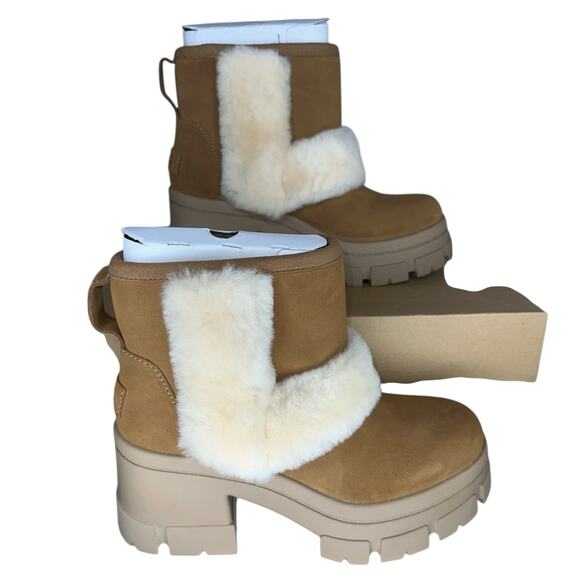 NWB UGG Brooklyn Sunburst Chestnut Brown Platform Ankle Booties Boots Size 8 - Picture 5 of 10